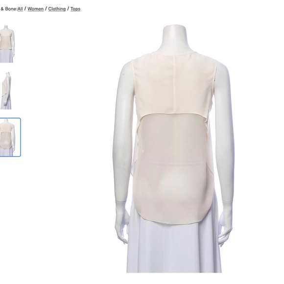 RAG & BONE Scoop Neck Sleeveless Top, Cream White - X-small - Picture 2 of 3